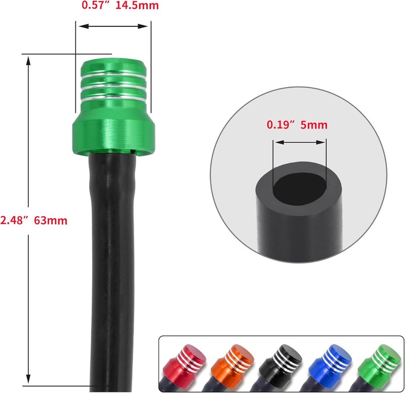 RUTU Gas Fuel Cap Air Vent Tube Breather Hose CNC Universal Tank Valve Vent Tube Aluminum Breather for ATV Motorcycle Dirt Pit Quad Bike Motocross 5 Pcs Green - Image 4